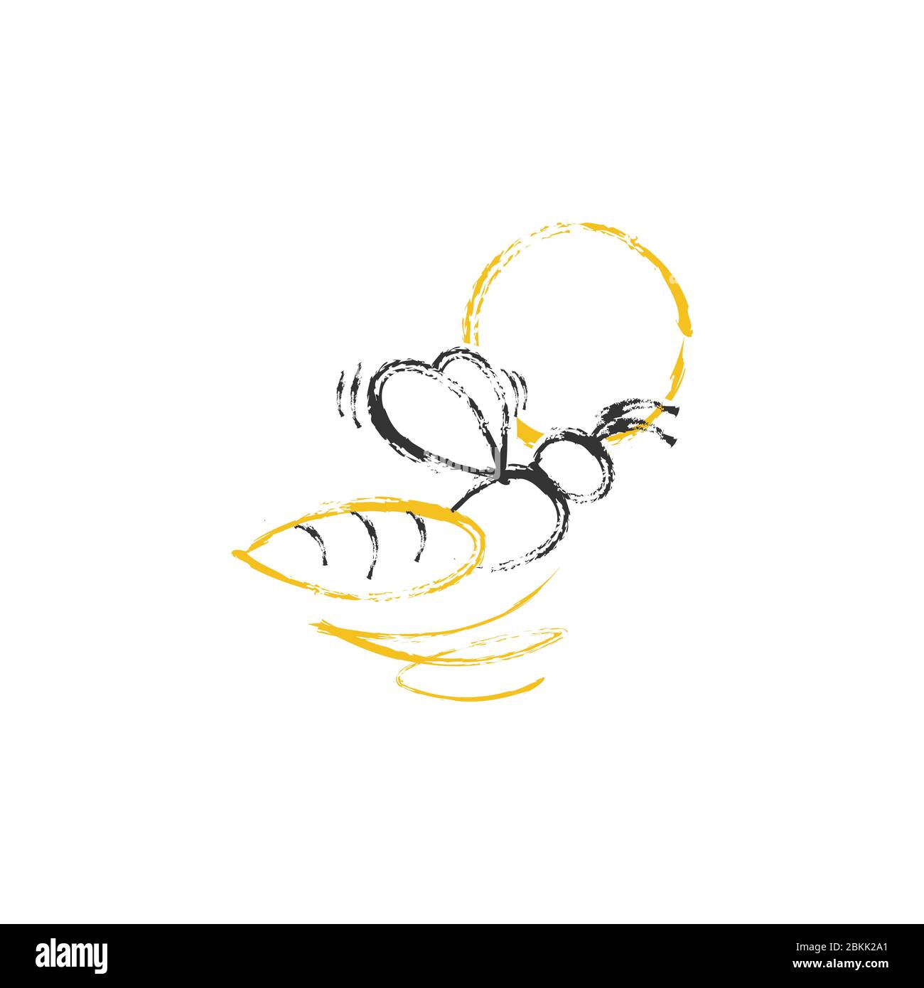 Abstract bee crayon stile icona disegno vettoriale immagine Illustrazione Vettoriale