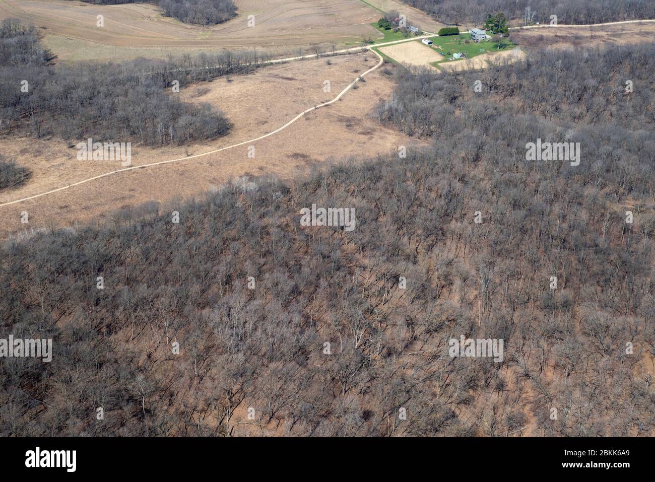 Immagine aerea del monumento nazionale di Effigy Mounds, vicino a Marquette, Iowa, USA. Foto Stock