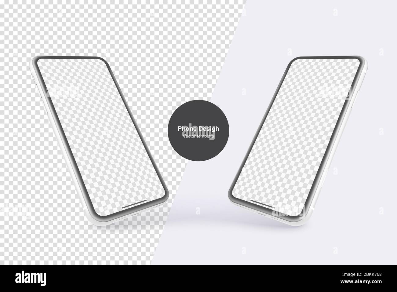 Telefono vettoriale bianco isolato su sfondo bianco. Per le presentazioni aziendali, è possibile creare uno schermo vuoto. Illustrazione Vettoriale