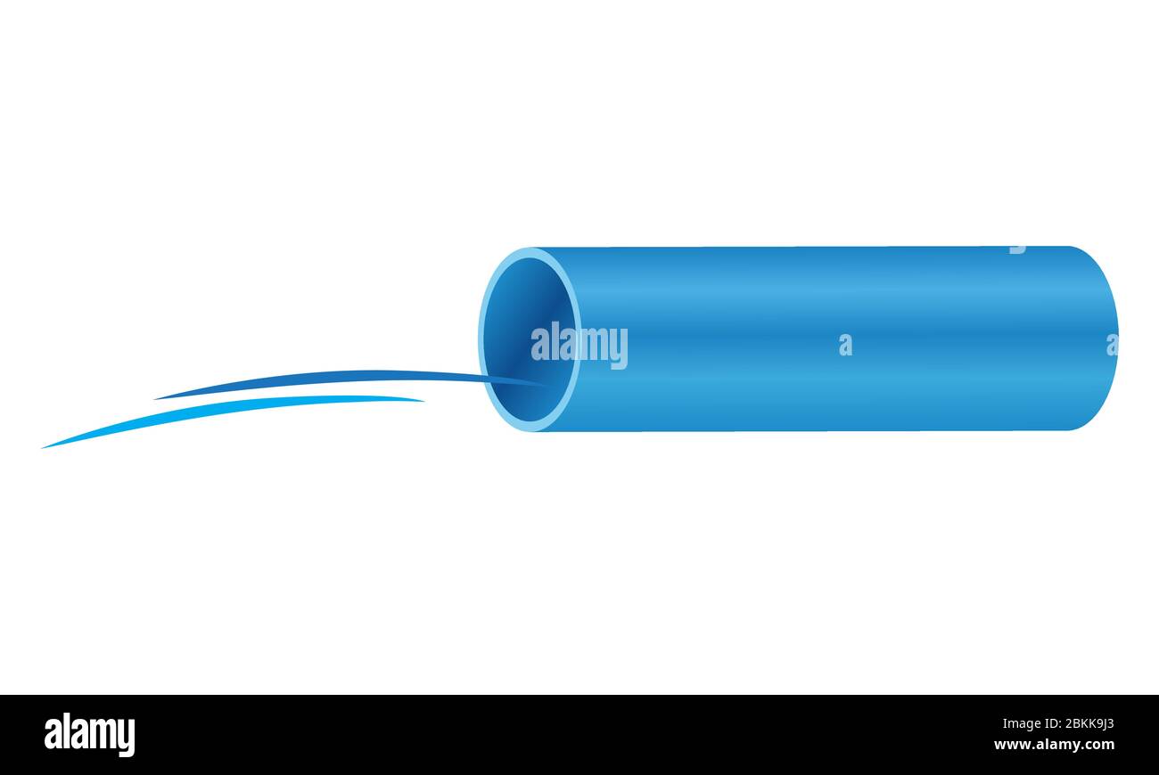 Illustrazione di tubi in PVC con logo grafico del flusso d'acqua Illustrazione Vettoriale