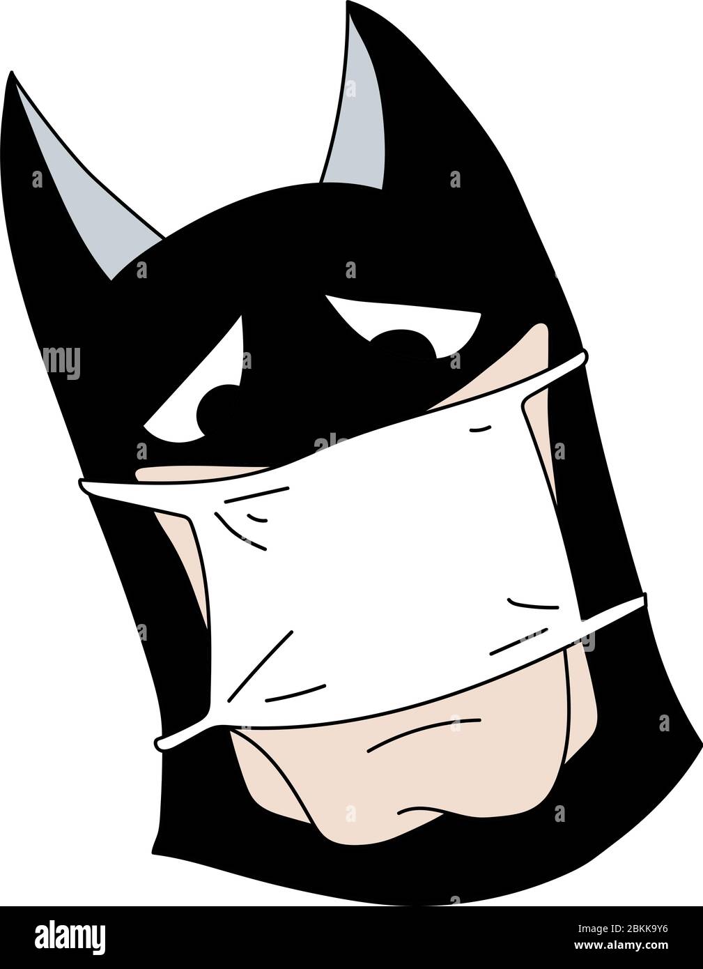 Cartoon super eroe caricatura indossare una maschera protettiva contro Corona virus illustrazione vettoriale Illustrazione Vettoriale