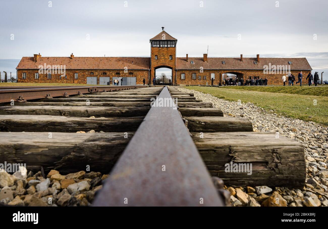 Auschwitz II porta dell'Inferno, campo di concentramento nazista, Polonia. Foto Stock