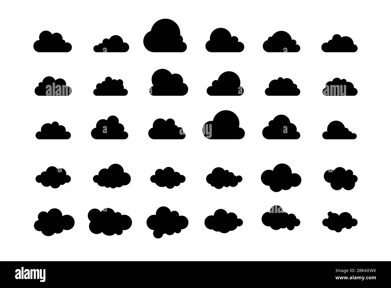 Set di nuvole. Nuvole semplici isolate su sfondo bianco, illustrazione vettoriale. Illustrazione Vettoriale