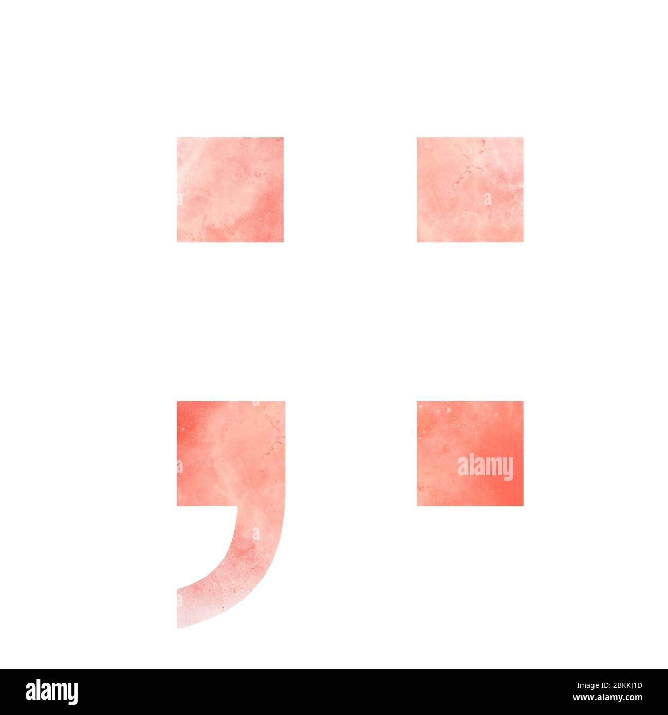 Alfabeto spaziale arancione. Punto e virgola e due punti. Arte digitale isolata su sfondo bianco. Illustrazione delle scorte. Foto Stock