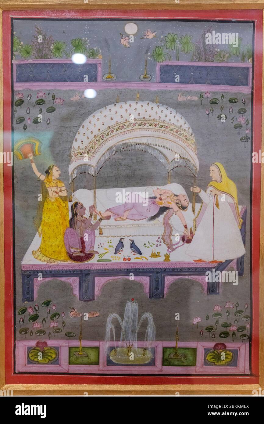 Amore ragazza malata, 1770 pittura, Museo, Delhi, India Foto Stock