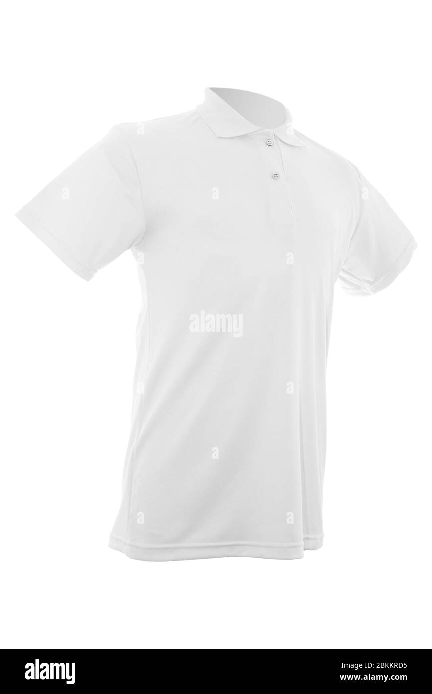 Mockup di un modello di un uomo t-shirt a colori su sfondo bianco Foto Stock