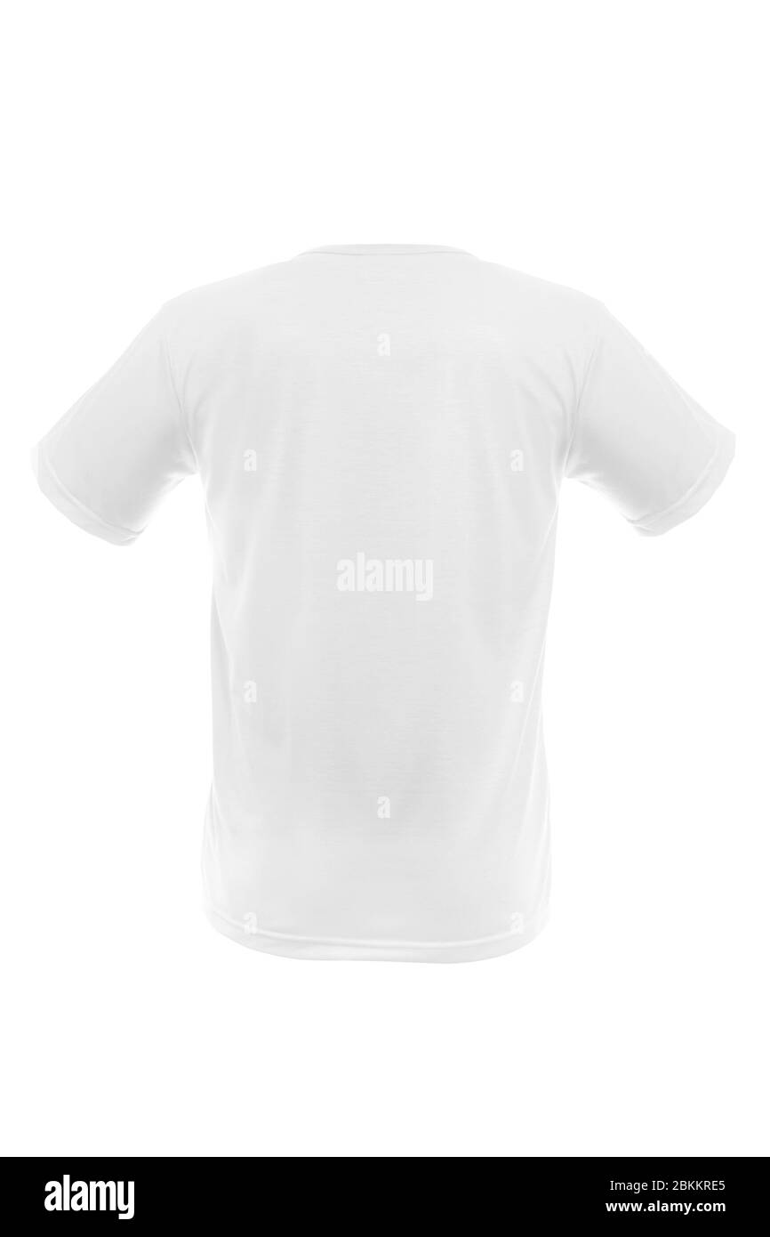Mockup di un modello di un uomo t-shirt a colori su sfondo bianco Foto Stock