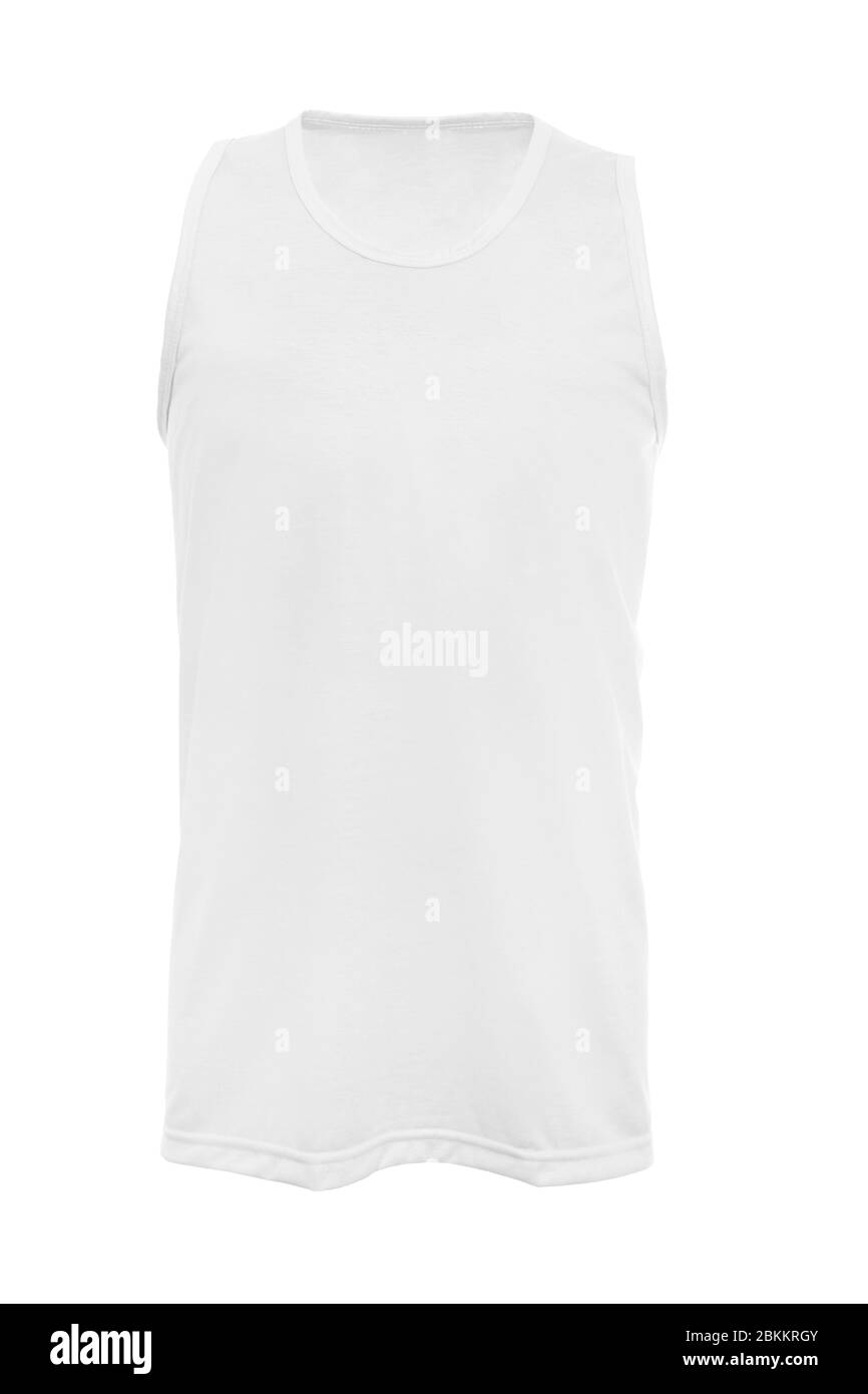 Mockup di un modello di un uomo t-shirt a colori su sfondo bianco Foto Stock
