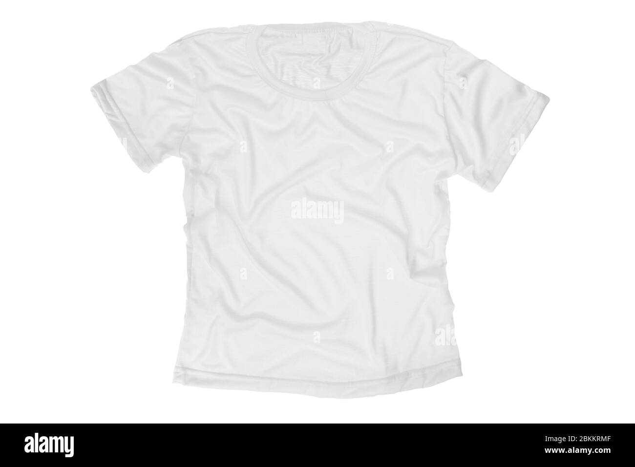 Mockup di un modello di una donna di t-shirt a colori su sfondo bianco Foto Stock