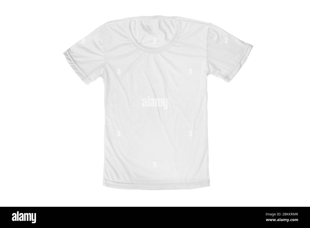 Mockup di un modello di una donna di t-shirt a colori su sfondo bianco Foto Stock