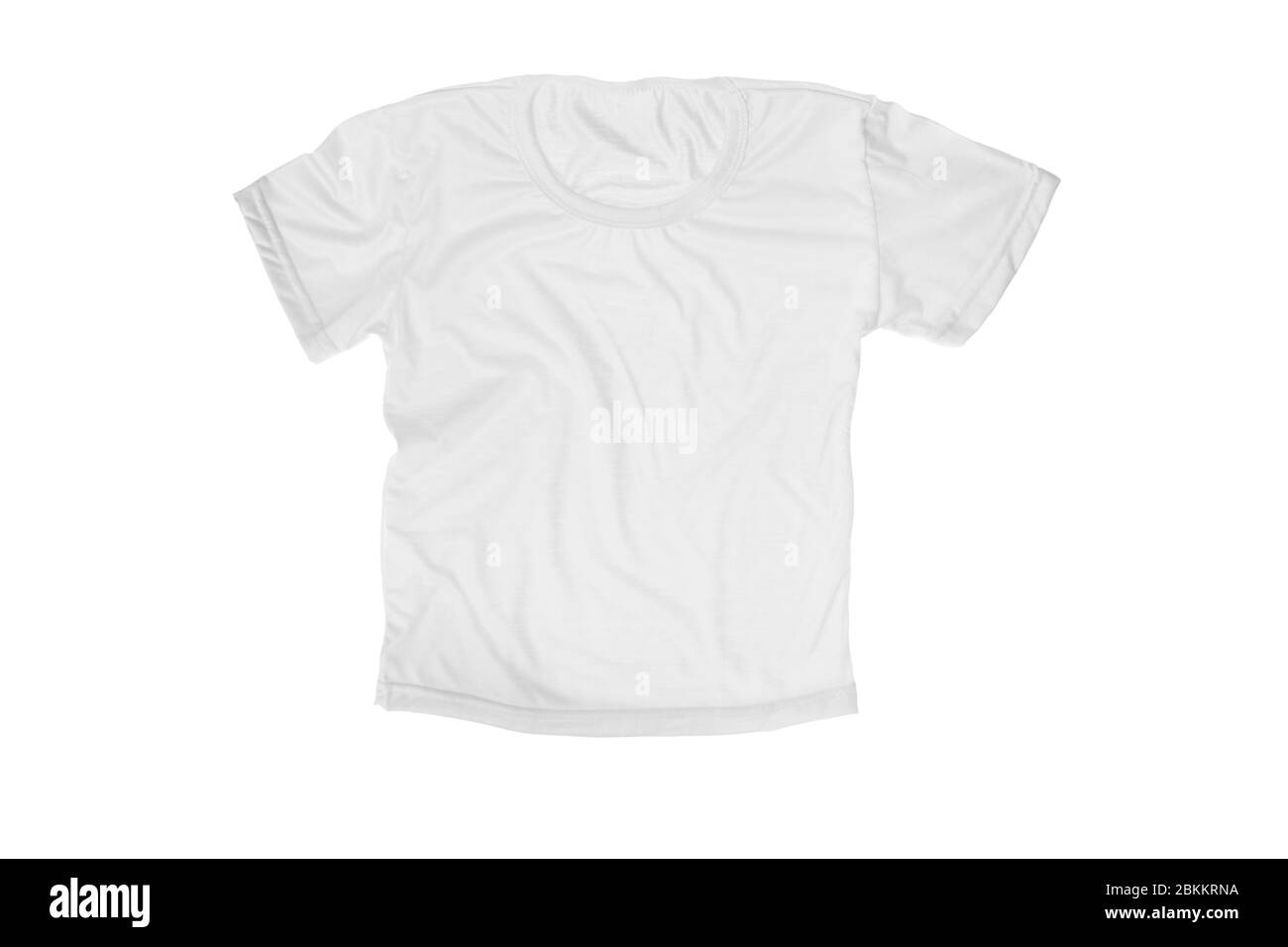 Mockup di un modello di una donna di t-shirt a colori su sfondo bianco Foto Stock