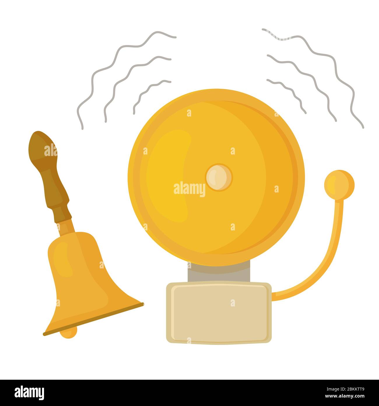 Cartoon campana scuola d'oro con rumore suono vettore di illustrazione  piatta Immagine e Vettoriale - Alamy