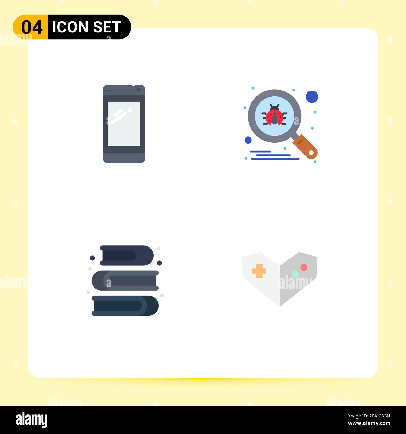 Simboli icone universali Gruppo di 4 icone piatte moderne di telefono, arte, huawei, scansione, vernice elementi di disegno vettoriale editabili Illustrazione Vettoriale