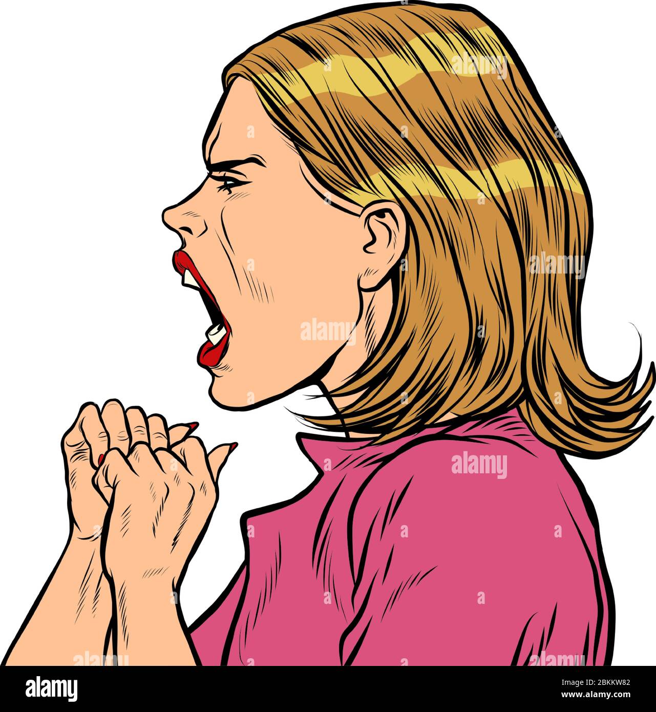 Arrabbiato donna urlando Illustrazione Vettoriale