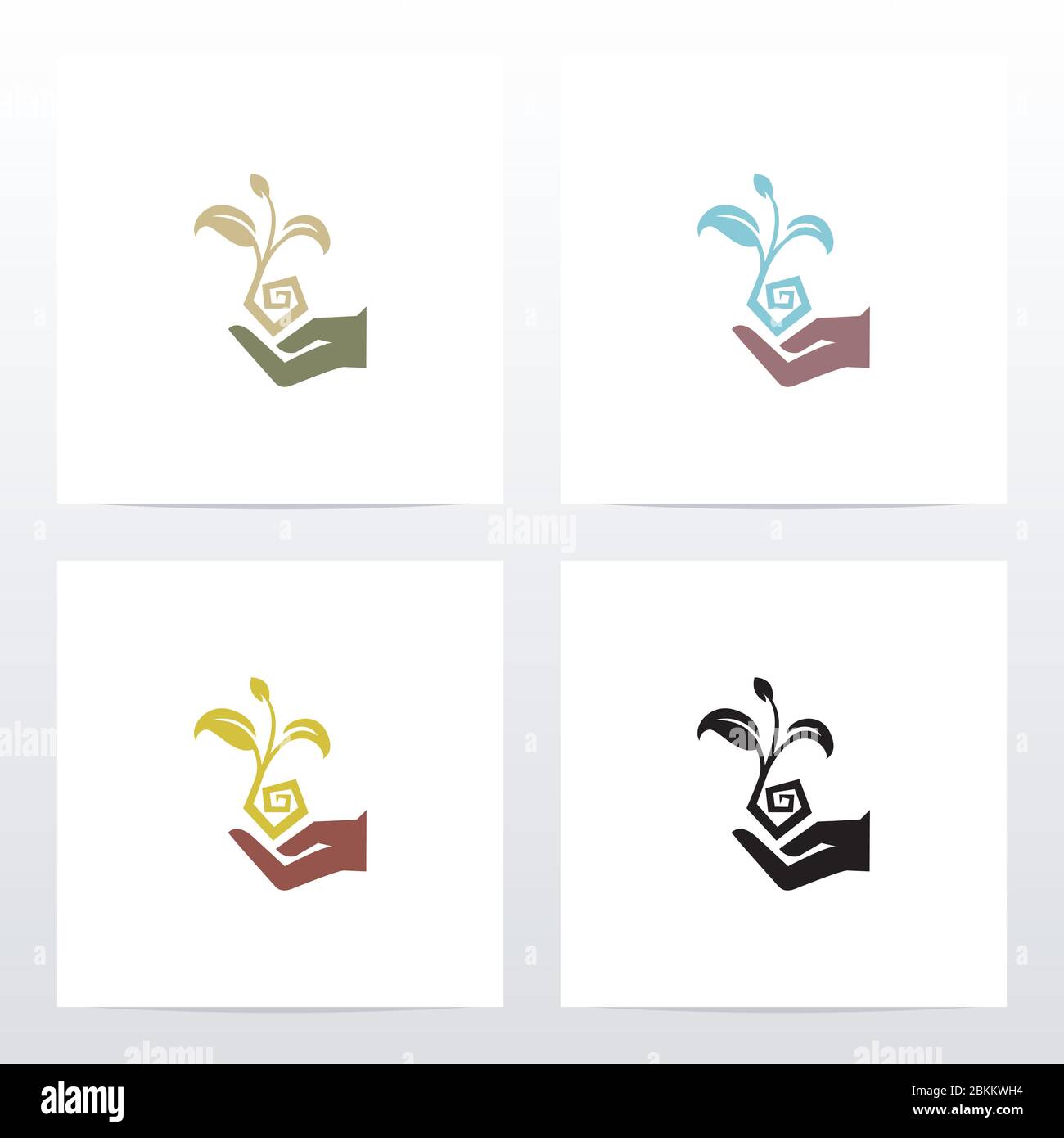 Design del logo dell'impianto di tenuta a mano Illustrazione Vettoriale