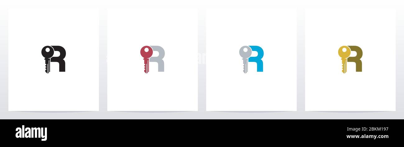 Logo Key on Letter Design R Illustrazione Vettoriale