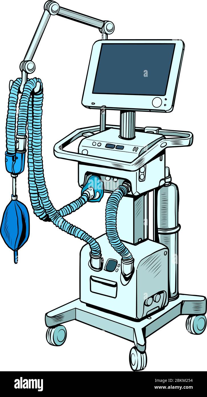 ventilatore medico, trattamento di malattie polmonari, coma Illustrazione Vettoriale