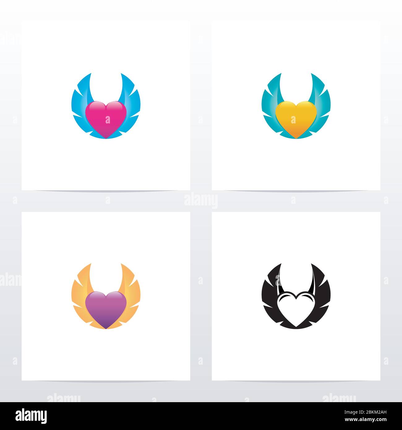 Cuore con logo Wings Illustrazione Vettoriale