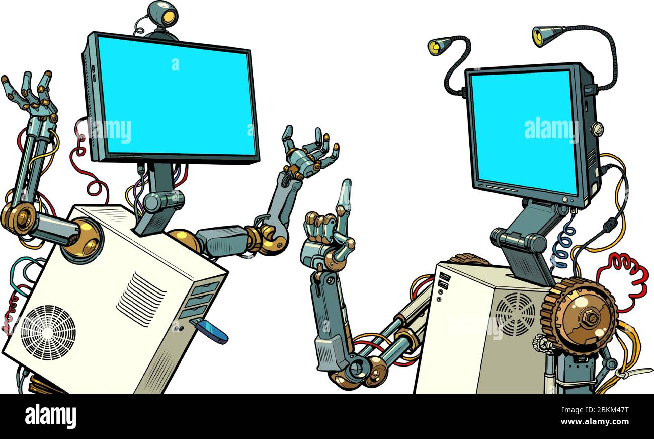 due robot comunicano Illustrazione Vettoriale
