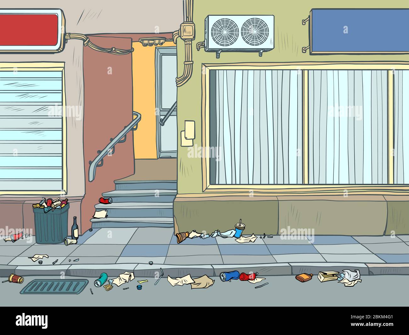 sfondo città strada marciapiede casa muro Illustrazione Vettoriale