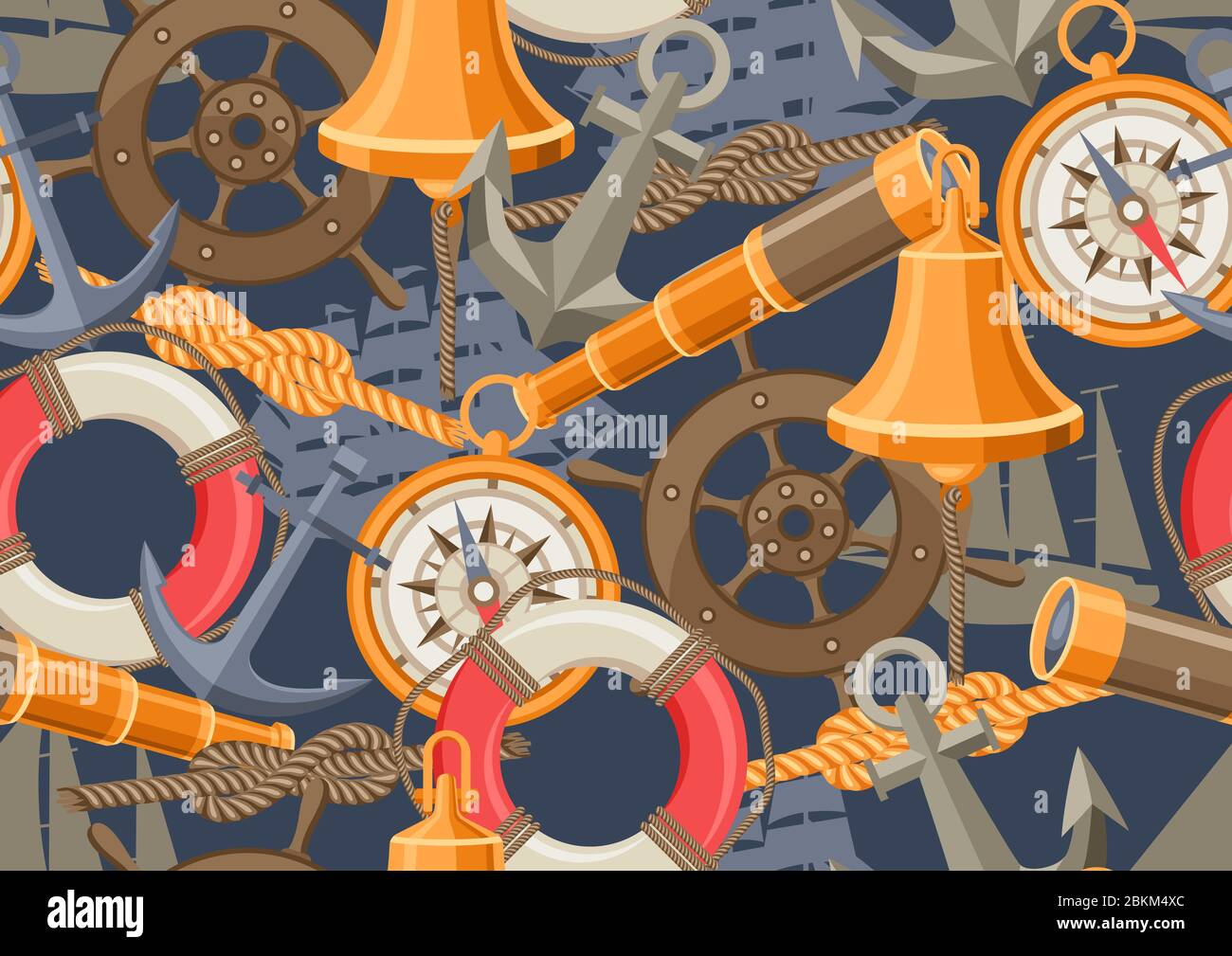 Schema senza cuciture con simboli ed elementi. Illustrazione Vettoriale