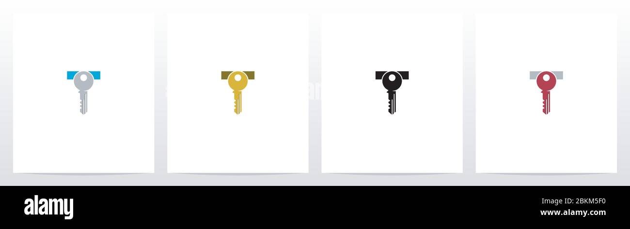 Logo Key on Letter Design T Illustrazione Vettoriale