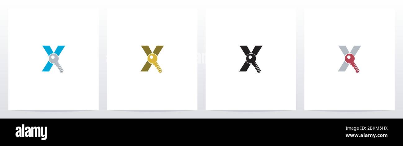 Logo Key on Letter Design X Illustrazione Vettoriale