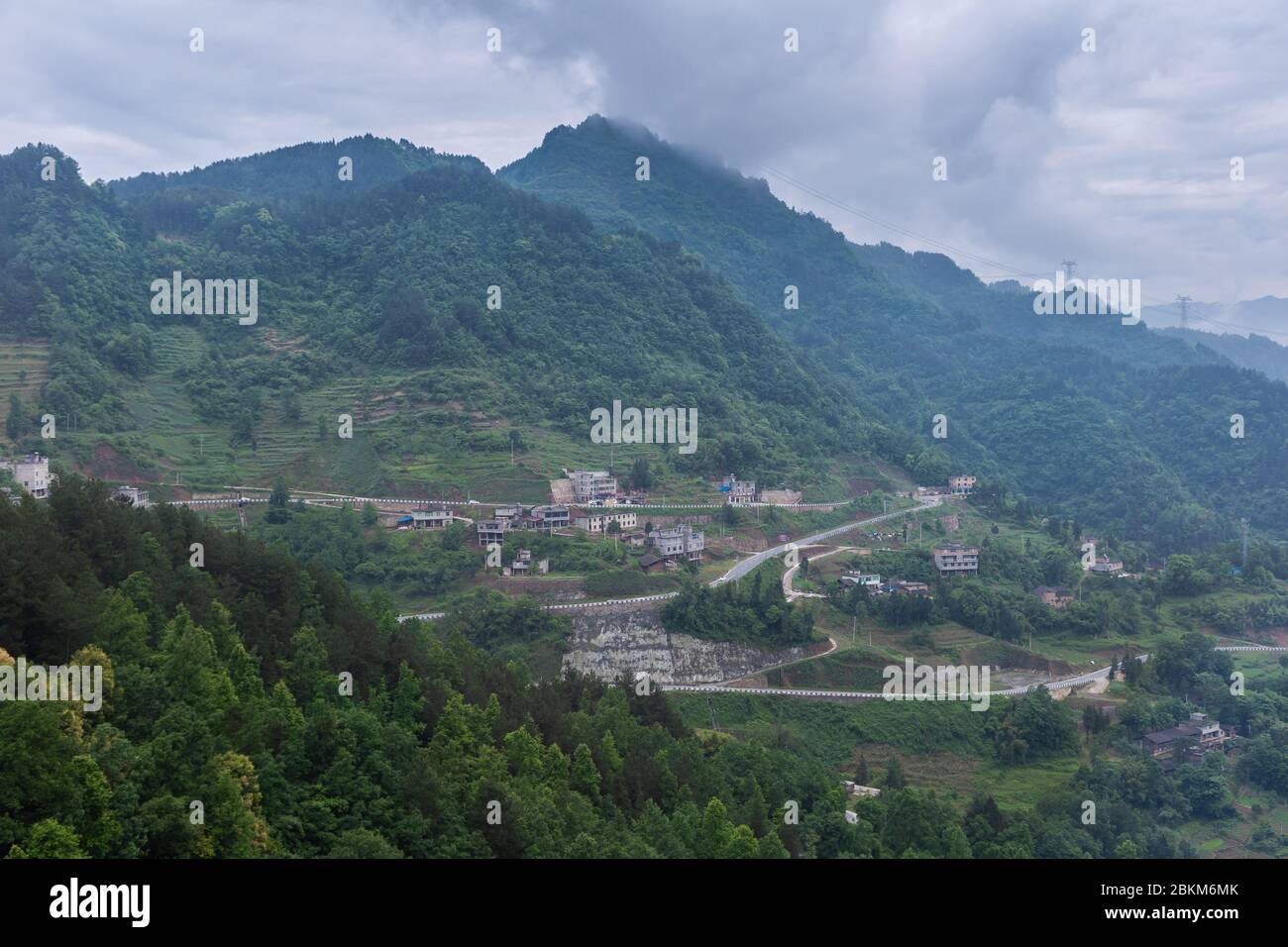 Bella vista sul lato della campagna da Wulong a Chongqing, Cina. Foto Stock