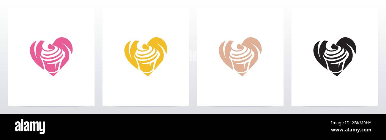 Logo Love Cup Cake Illustrazione Vettoriale