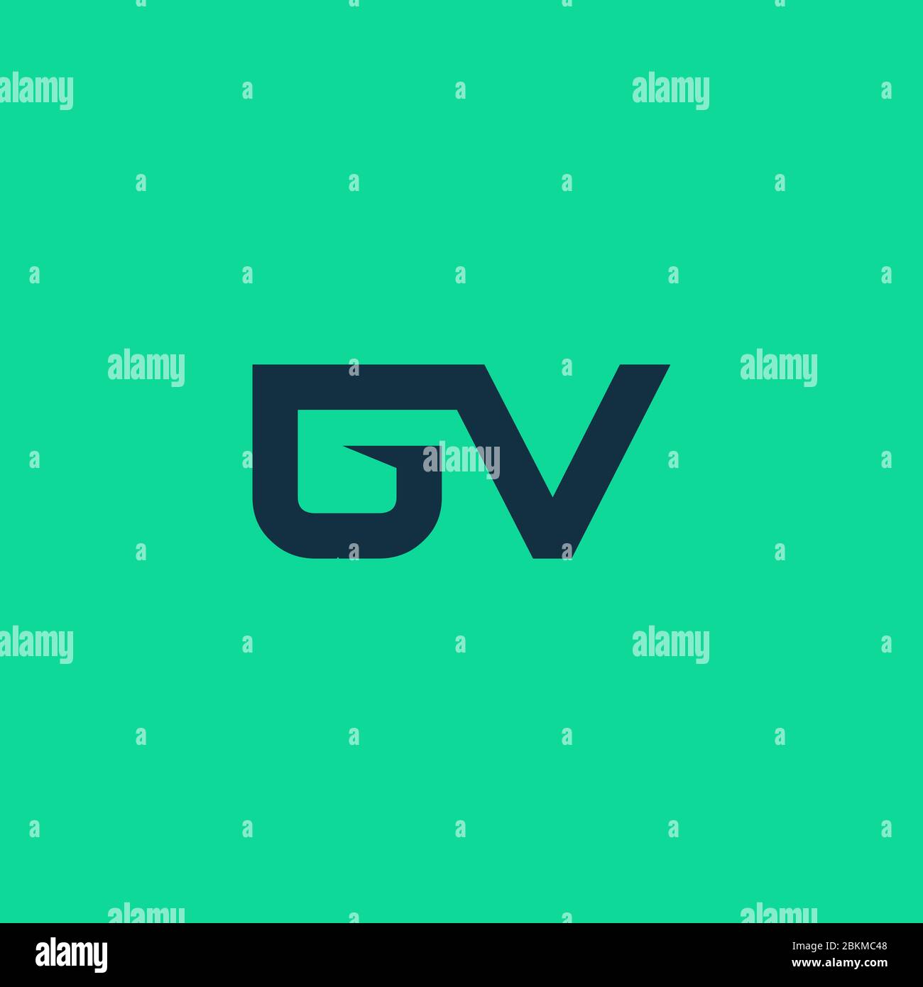 Disegno astratto del logo GV . Logo lettera GV in colore verde. Illustrazione del logo di icone vettoriali di lettere creative e moderne Illustrazione Vettoriale