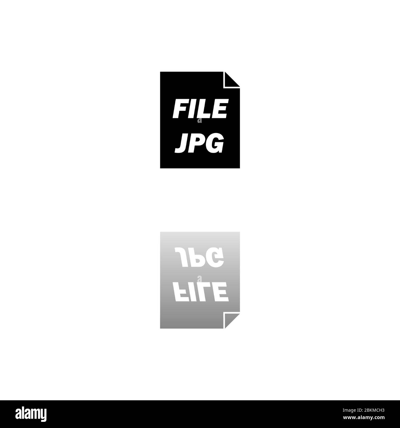 JPEG. Simbolo nero su sfondo bianco. Illustrazione semplice. Icona vettore piatto. Specchia ombra di riflessione. Può essere utilizzato in logo, Web, mobile e UI UX pr Illustrazione Vettoriale