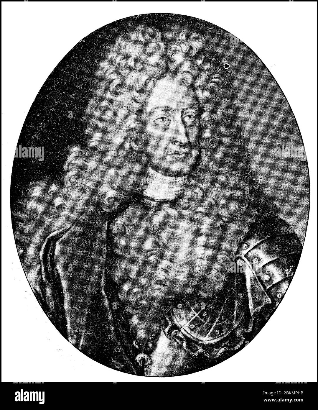 Ludwig Wilhelm von Baden-Baden Türkenlouis, 8 aprile 1655 – 4 gennaio 1707, fu Margravio di Markgrafschaft Baden-Baden, proprietario del castello Rastatt, tenente generale di tutte le truppe imperiali e generale vittorioso nelle guerre turche / Ludwig Wilhelm von Baden-Baden, Türkenlouis, 8. Aprile 1655 - 4. Januar 1707, war Markgraf der Markgrafschaft Baden-Baden, Bauherr des Rastatter Schlosss, Generalleutnant aller kaiserlichen Truppen und ein siegreicher Feldherr in den Türkenkriegen, Historisch, storico, digitale migliorata la riproduzione di un originale del 19 ° secolo / digitale Reproduk Foto Stock