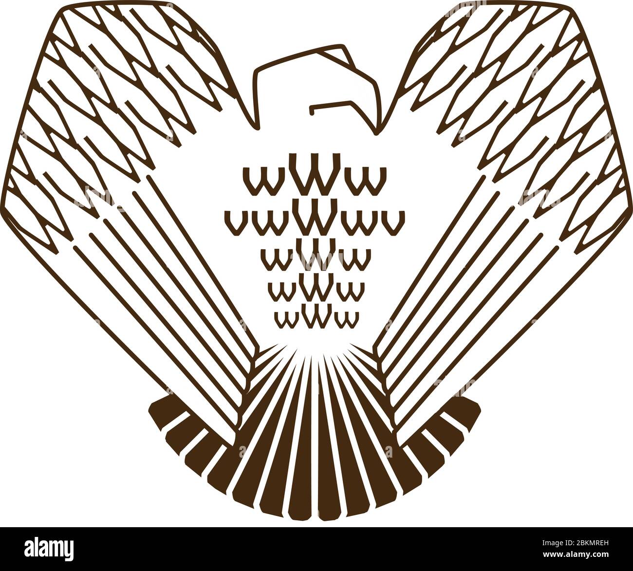 cresta d'arte della linea di preda con ali di coda di becco Illustrazione Vettoriale