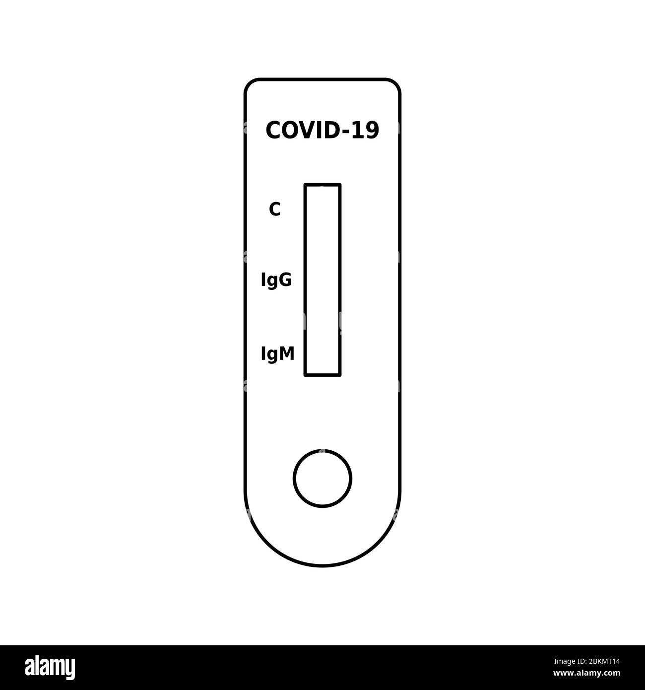 Icona della linea di prova diagnostica Fast Covid 19. Test di rilevamento del coronavirus in una fase. Test massicci della popolazione. Test rapido di rilevamento degli anticorpi. Vettore Illustrazione Vettoriale