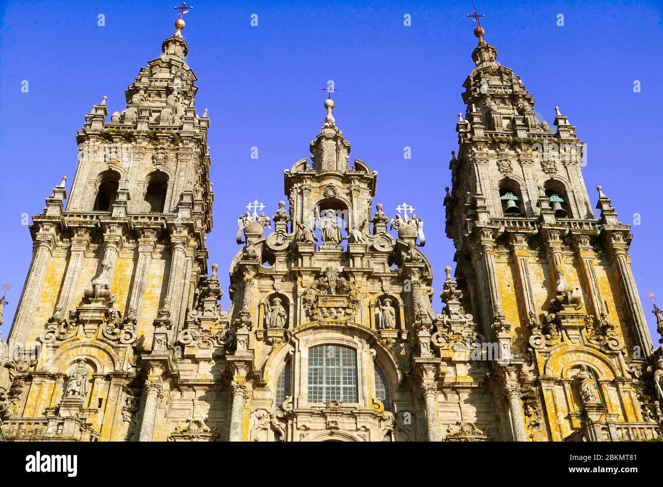 Facciata della Cattedrale di Santiago de Compostela Foto Stock