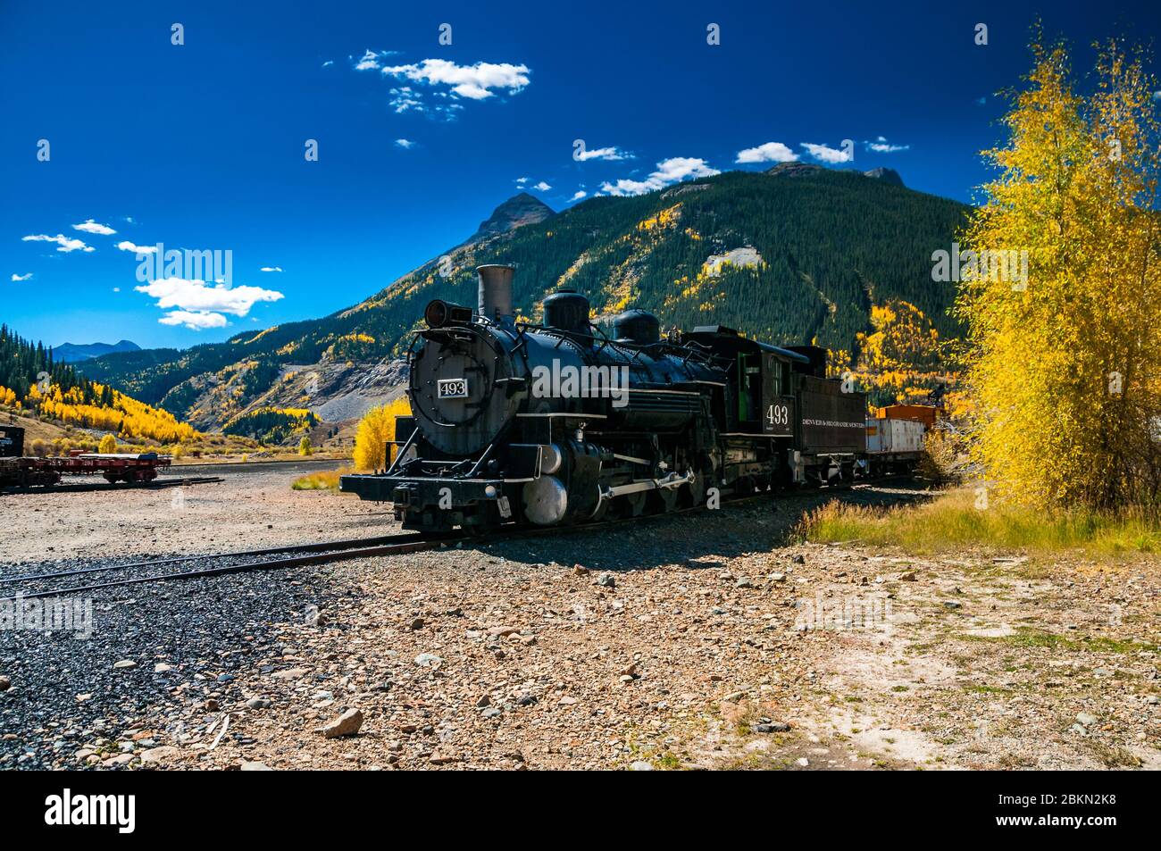 Originariamente costruito come un indicatore standard C-41 è stato convertito a scartamento ridotto a diventare un K-37 classe. Memorizzati inutilizzati alla stazione Silverton cantiere. Co Foto Stock