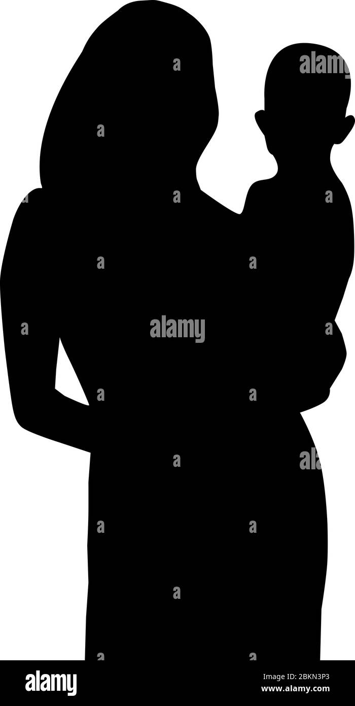 illustrazione vettoriale di una madre e di un bambino. Sfondo del giorno della madre. Silhouette madre e bambino. Illustrazione Vettoriale