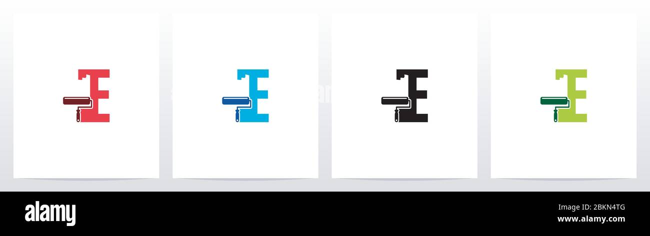 Rullo di vernice sul logo lettera Design e Illustrazione Vettoriale
