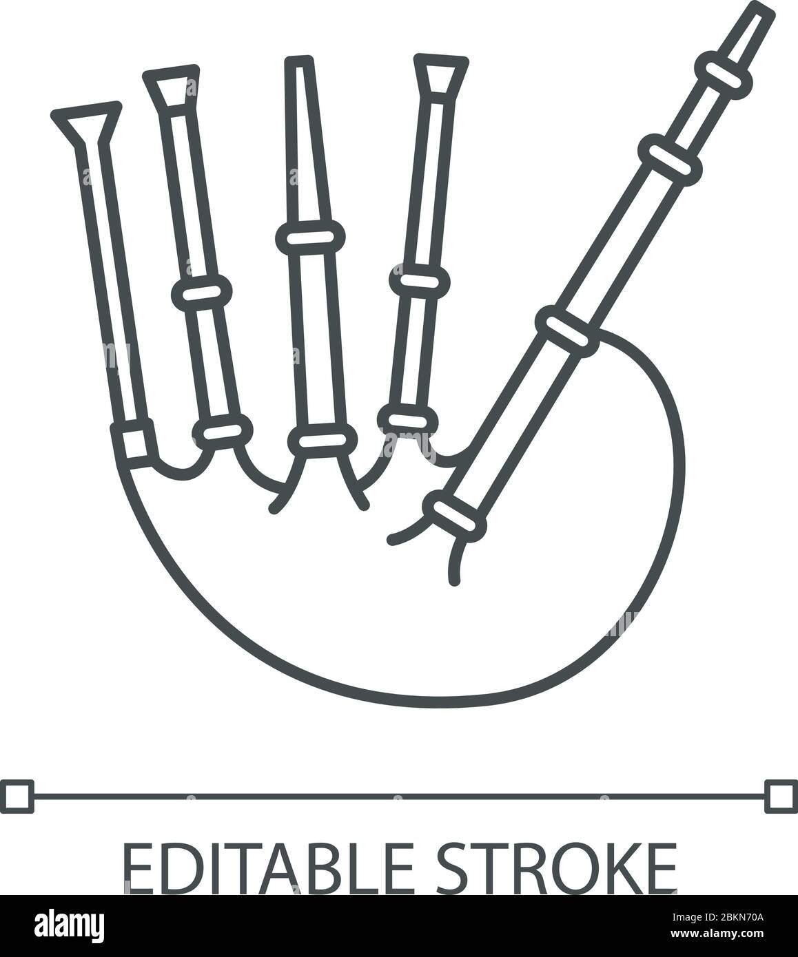 Icona lineare perfetta pixel bagpipe Illustrazione Vettoriale