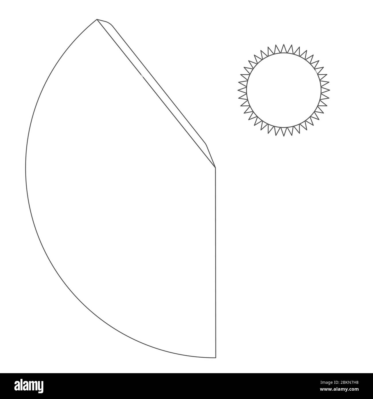Modello cono di carta, schema di rifilatura su bianco Illustrazione Vettoriale
