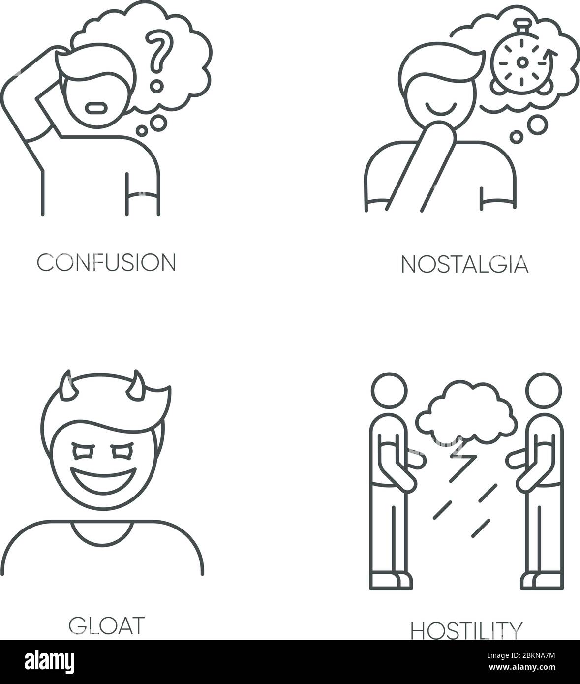 Pixel di atteggiamento umano perfetto icone lineari set Illustrazione Vettoriale