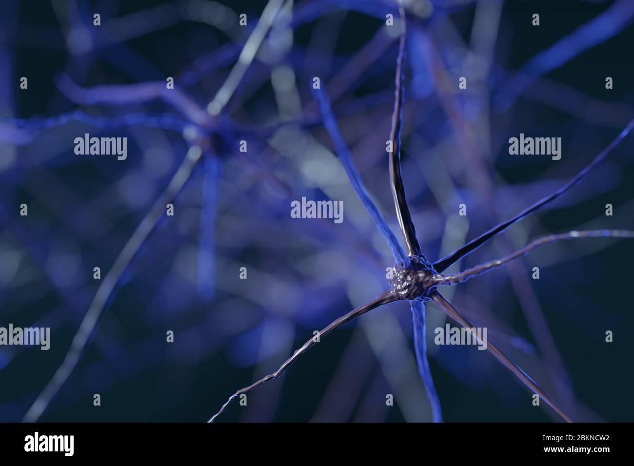 Cellule neurone cervello astratte con nodi di collegamento. Cellule di sinapsi e neuroni che inviano segnali chimici elettrici. Neuroni interconnessi con elettrico Foto Stock
