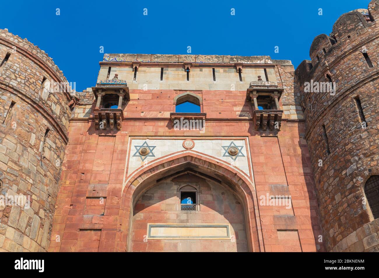 West Gate, Bara Darwaza, Purana Qila, Old Fort, Delhi, India Foto Stock