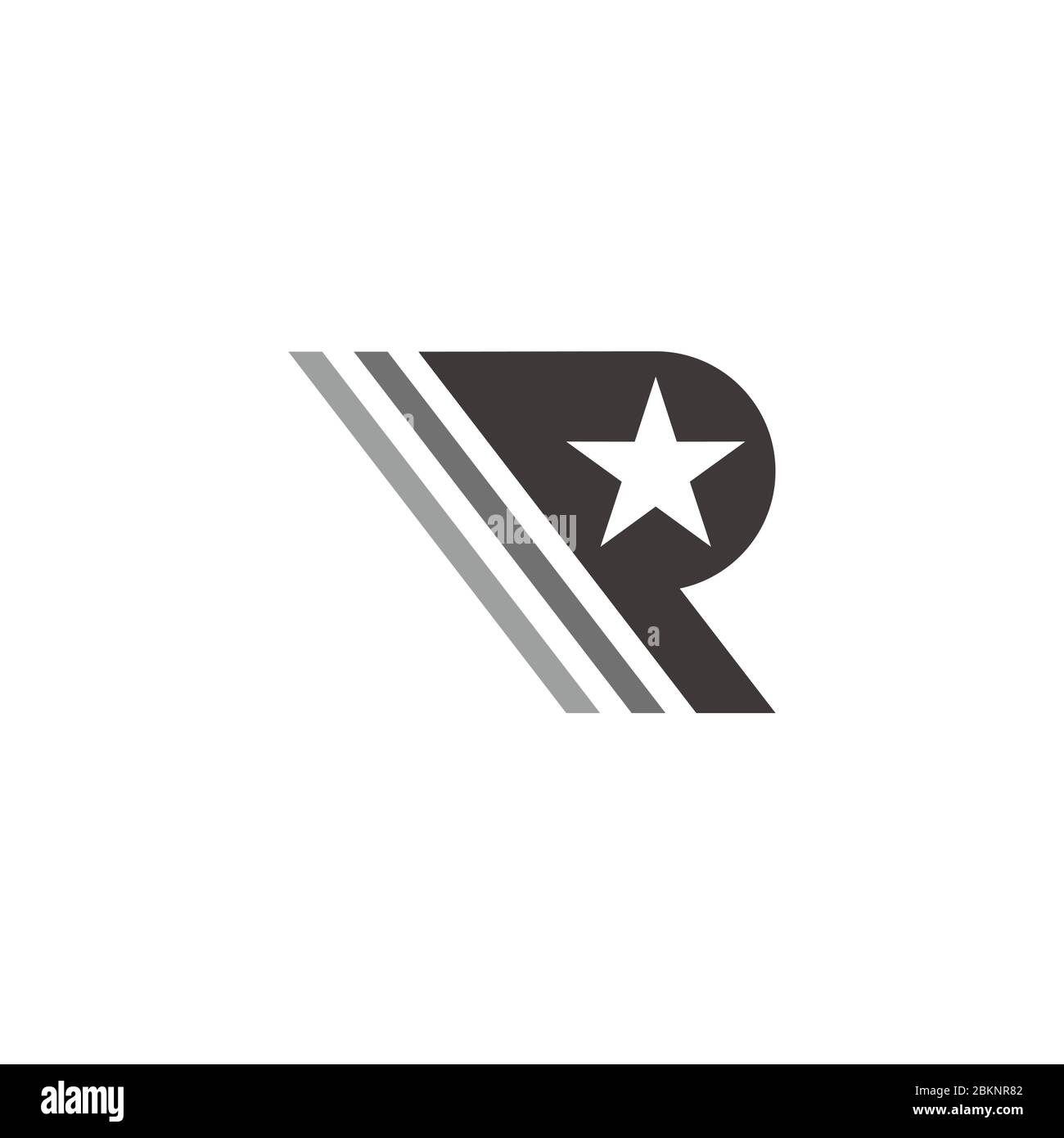 vettore del logo con simboli geometrici delle strisce di movimento a stella rp letter Illustrazione Vettoriale