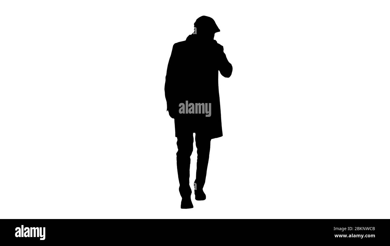 Silhouette elegante Signore camminare e tosse. Foto Stock