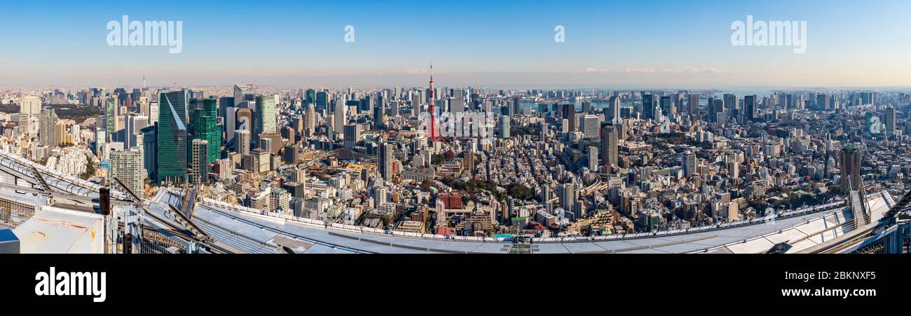 Vista panoramica della città di Tokyo dalle colline di Roppongi, Tokyo, Giappone Foto Stock