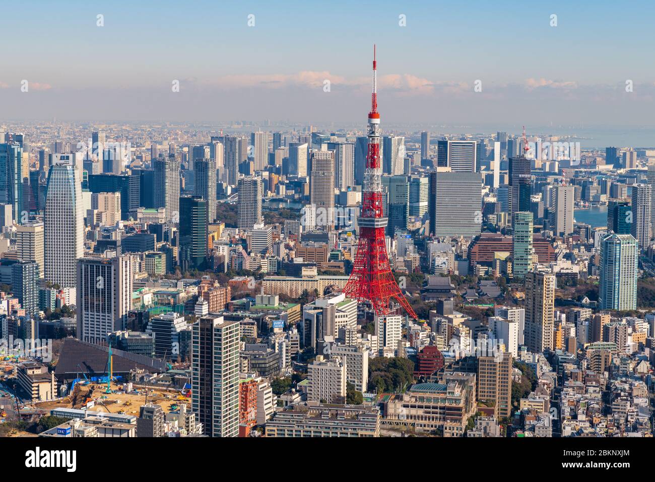 Torre di Tokyo e paesaggio urbano dalle colline di Roppongi, Tokyo, Giappone Foto Stock