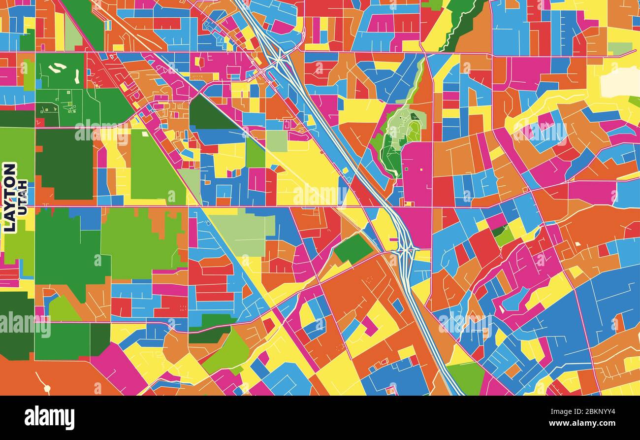 Layton Ut Map Mappa vettoriale colorata di Layton, Utah, USA. Modello Art Map per ...
