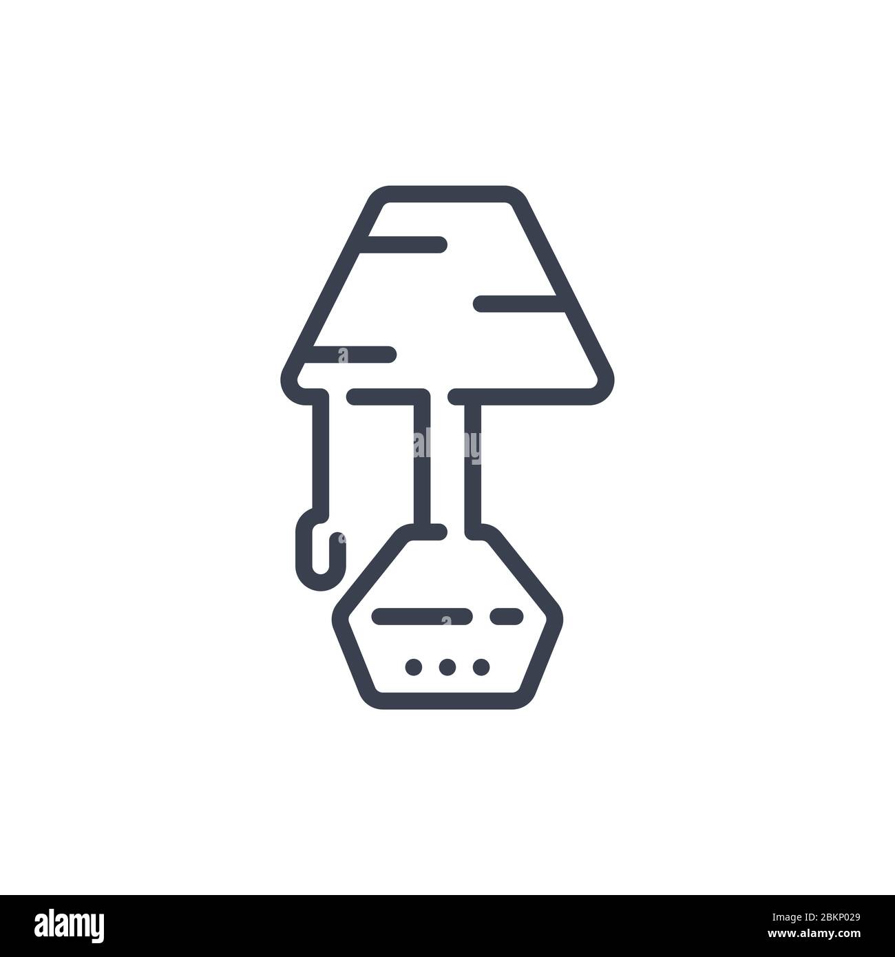 Illustrazione vettoriale di un'icona o logo della lampada da tavolo con colore nero e stile di disegno a linee Illustrazione Vettoriale