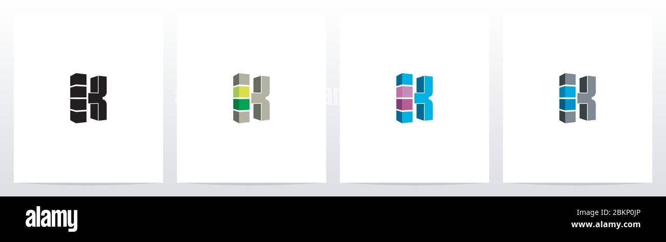 Blocco rettangolo su Letter Logo Design K Illustrazione Vettoriale
